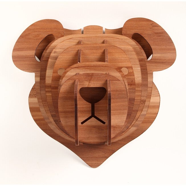 3D Faux Teddy Bear Head Sculpture, BROWN, hi-res image number 0