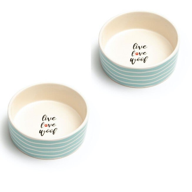 Set Of Two Sagres Large Pet Dog Bowls, TURQUOISE WHITE, hi-res image number null