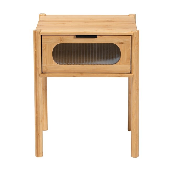 Naresh Mid-Century Modern Transitional Natural Brown Bamboo Wood 1-Drawer End Table, , alternate image number null