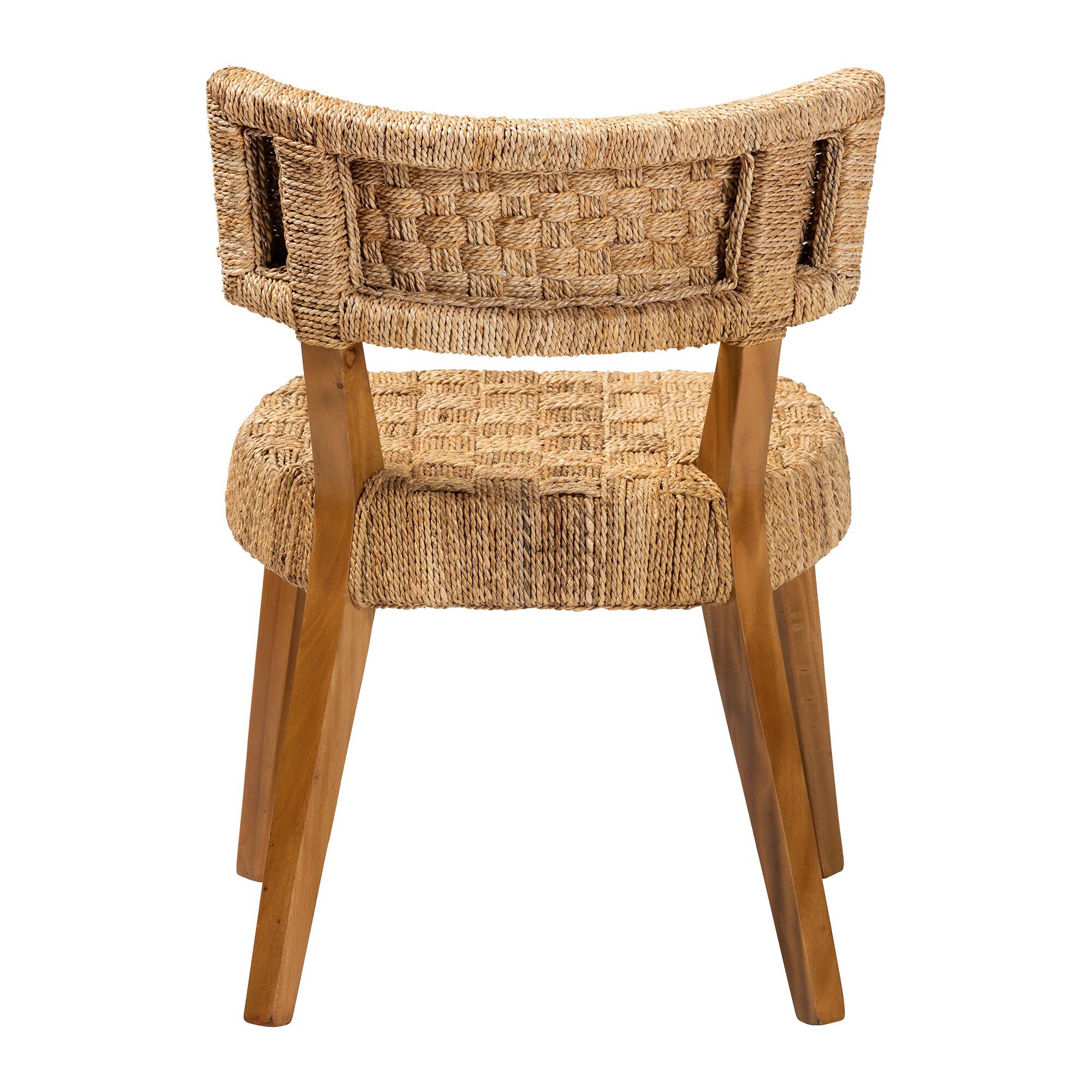 Sabit Bohemian Seagrass and Mahogany Wood Dining Chair, NATURAL, alternate image number 4