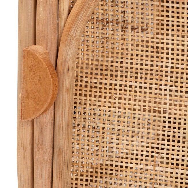 Keita Bohemian Natural Rattan And Mahogany Wood Nightstand, , alternate image number null