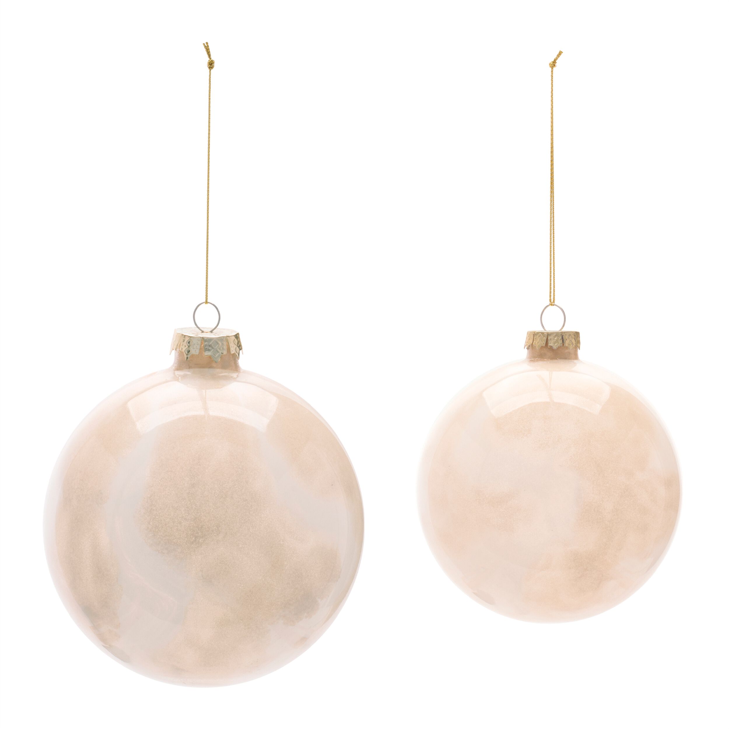 Frosted Glass Ball Ornament (Set of 8), BEIGE, alternate image number 1