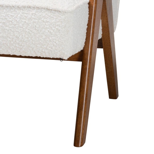 Georgina Japandi Cream Boucle and Walnut Brown Wood Accent Chair, CREAM, alternate image number null
