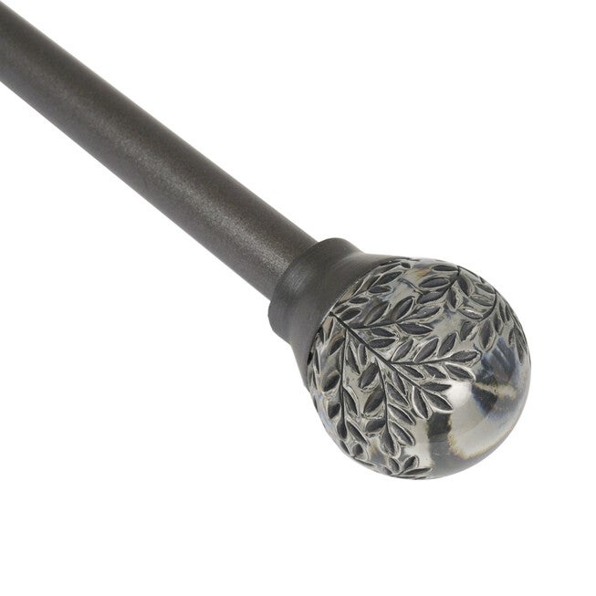 Botanical Gaia Finial Window Curtain Rod Set Window, GRAPHITE, hi-res image number 0