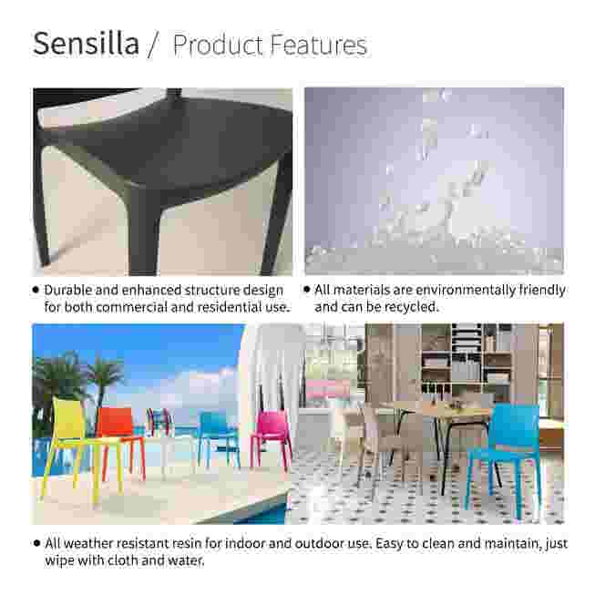 Product features of Sensilla outdoor dining chairs