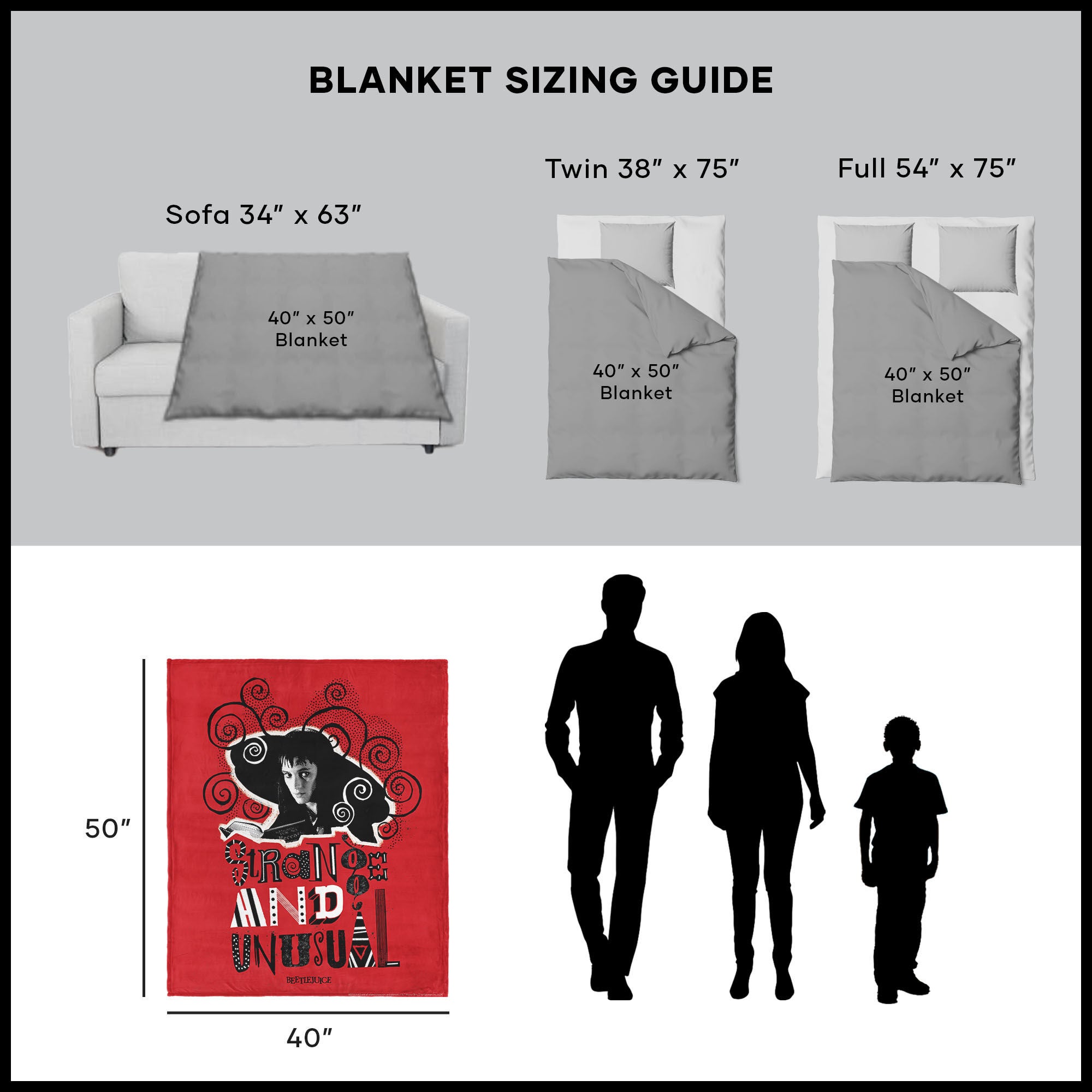 Warner Bros. Beetlejuice So So Strange Silk Touch Throw Blanket 40X50 Inches, RED, alternate image number 5