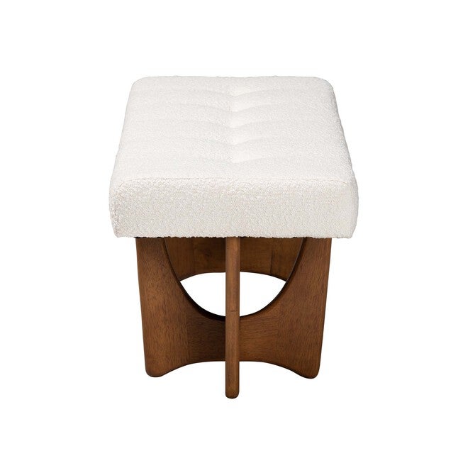 Theo Japandi Cream Boucle Fabric And Walnut Brown Finished Wood Bench, , alternate image number null