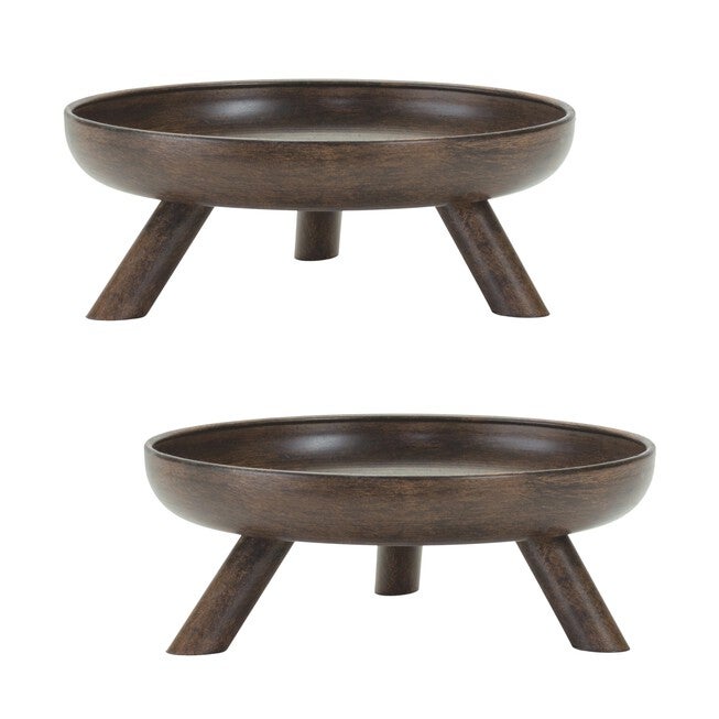 Bowl w/Legs (Set of 2) 7.75 inchesD x 3 inchesH Metal, BROWN, hi-res image number 0
