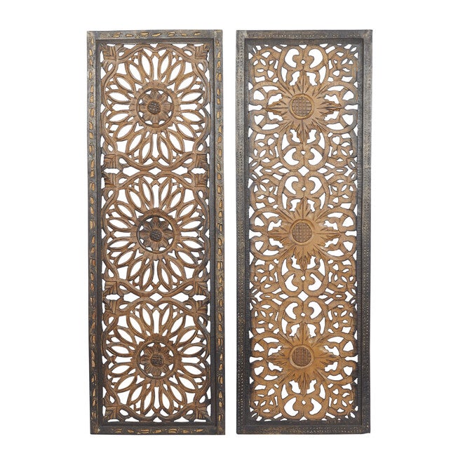 Set Of 2 Brown Wood Traditional Wall Décor, BROWN, hi-res image number null