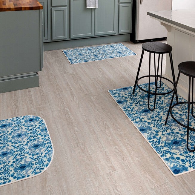 Damask Tile Navy Kitchen Rug, , alternate image number null