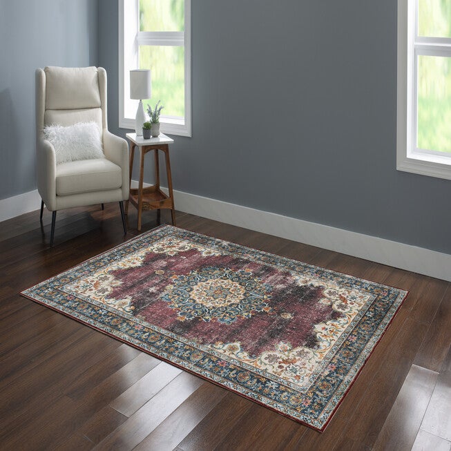 Washable Bryant Ivory/Burgundy Rug, , alternate image number 4