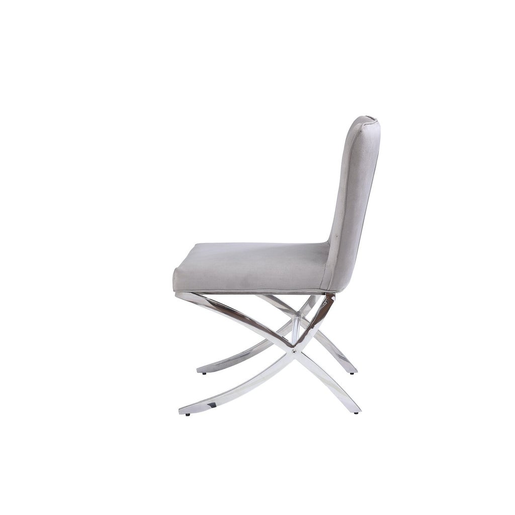 Gray chair with metal legs, side view