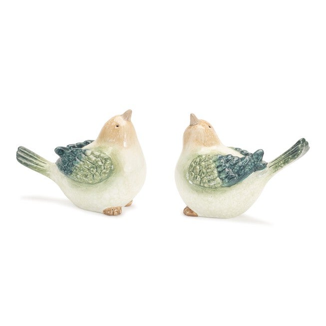 Terra Cotta Bird Figurine (Set of 4), BEIGE/BLUE/GREEN, hi-res image number null