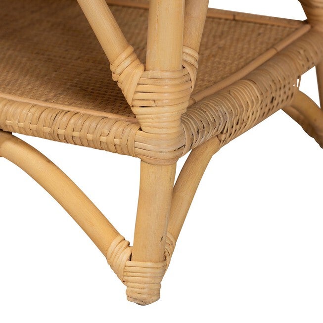 Leryn Modern Bohemian Natural Brown Rattan Bench, , alternate image number null