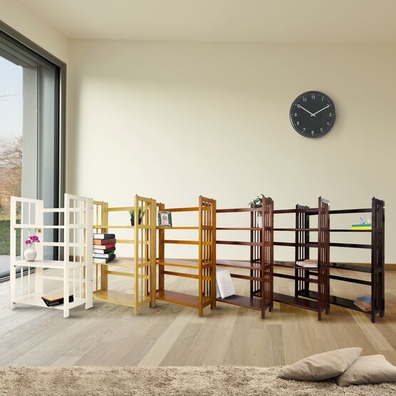 3-Shelf Folding Stackable Bookcase 27.5" Wide-Espresso, , alternate image number null