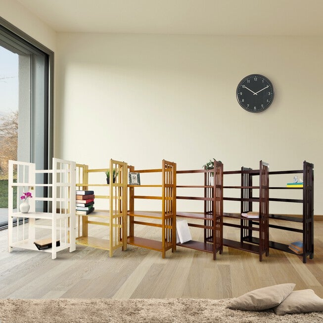 3-Shelf Folding Stackable Bookcase 27.5 inches Wide-Espresso, , alternate image number 12