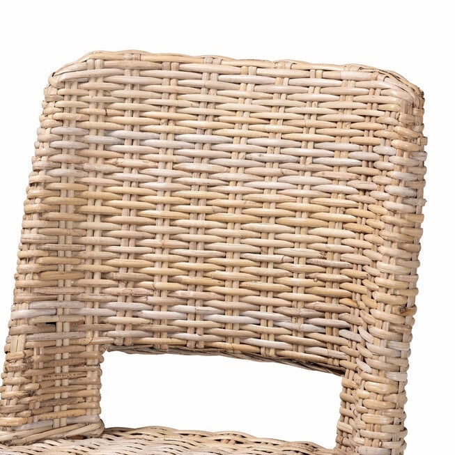 Magy Modern Bohemian Grey Kubu Rattan And Mahogany Wood Bar Stool, , alternate image number null