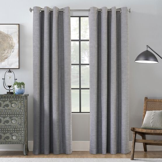 Thermaplus Maya Indoor Single Grommet Curtain Panel, GREY, hi-res image number null