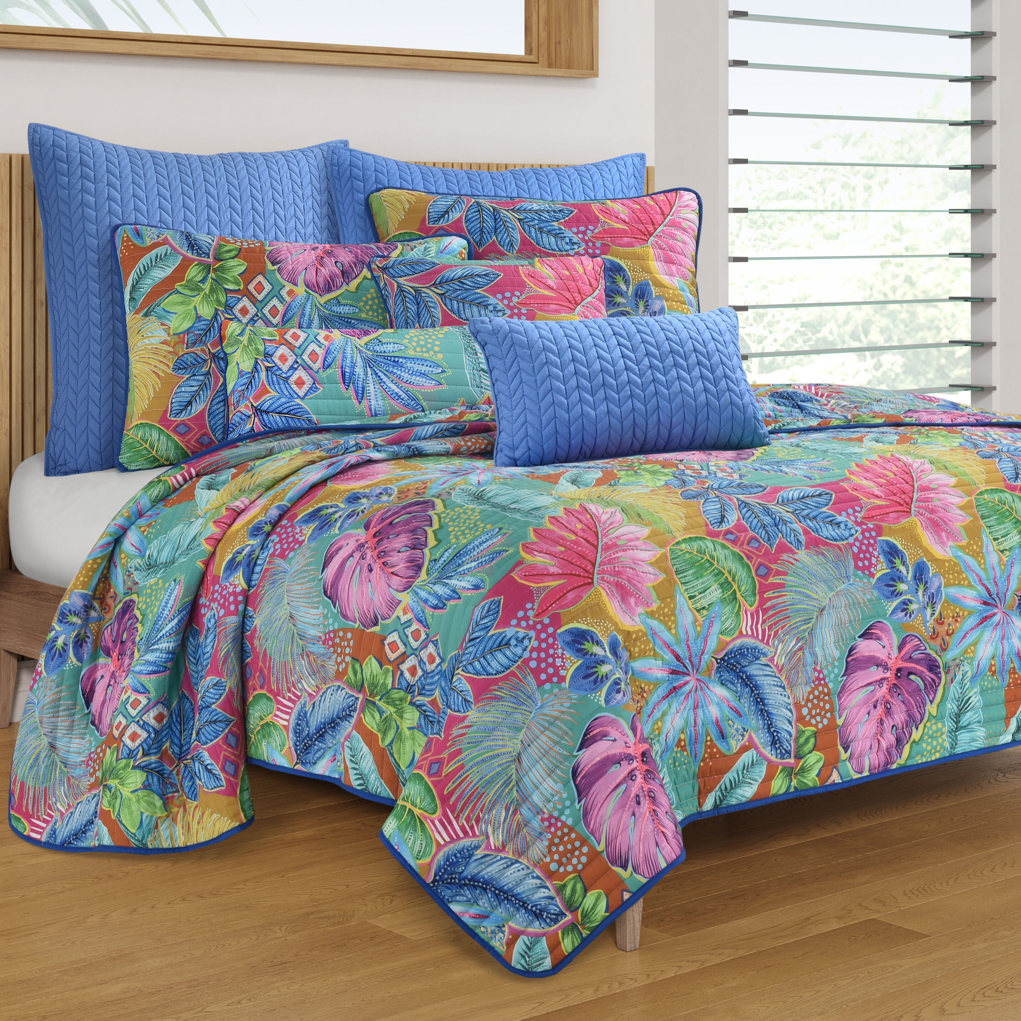 HANALEI TWIN/TWIN XL 2PC. QUILT SET, TURQUOISE, hi-res image number 0