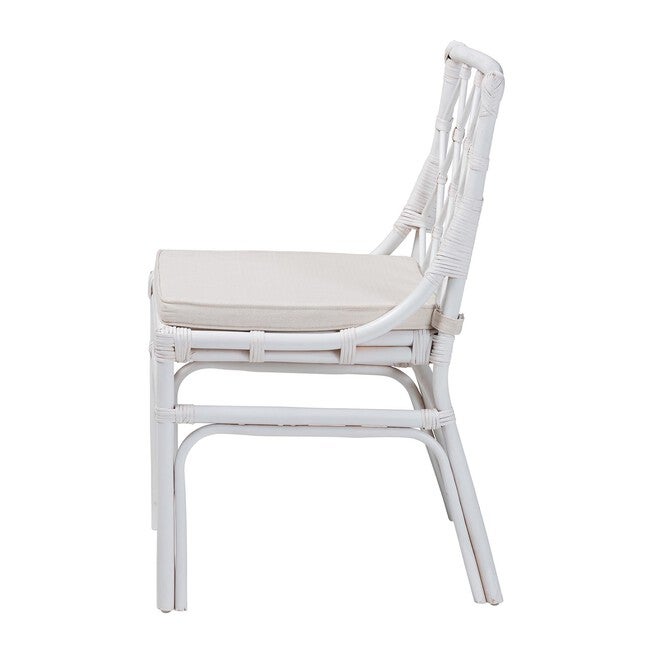 Carwyn Bohemian White Rattan Dining Chair, WHITE, alternate image number null