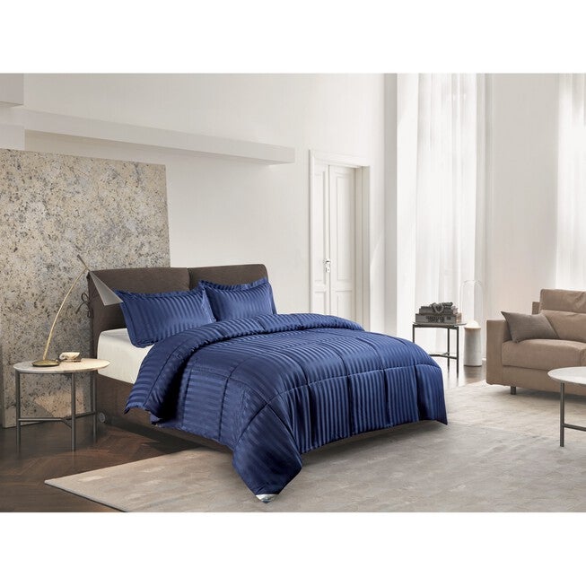 Kathy Ireland 3-Pc Reversible Down Alternative Comforter, Navy Beding, NAVY, hi-res image number null