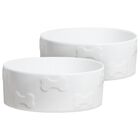 Set Of Two Manor White Medium Pet Dog Bowls, WHITE, hi-res image number 0