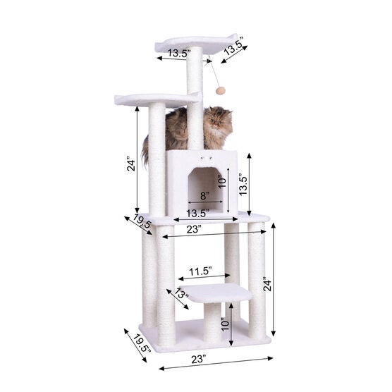 Classic 62" Real Wood Cat Tree With Levels, Condo And Two Perches, , alternate image number null