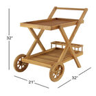 Brown Teak Wood Traditional Rolling Serving Cart, , alternate image number 8