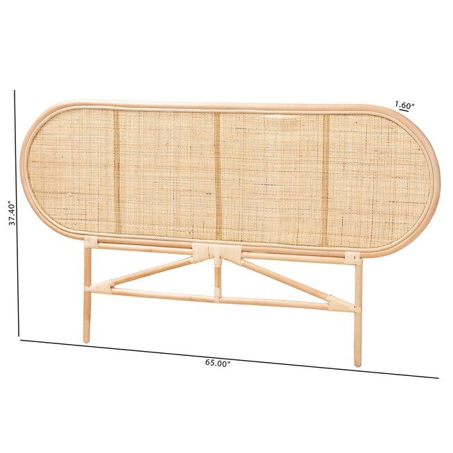Reegan Modern Bohemian Natural Brown Rattan Queen Size Standalone Headboard, , alternate image number 7