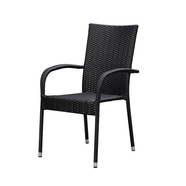 Morgan Outdoor Wicker Stacking Chair - Black - Set of 4, BLACK, hi-res image number null