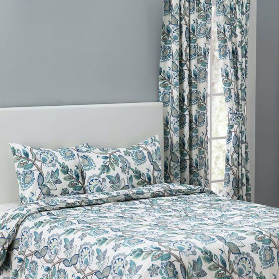 Wynette Multi Colored Jacobean Floral- Comforter Set, BLUE, hi-res image number null