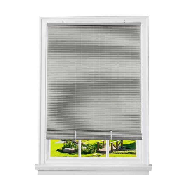 Cordless Solstice Vinyl Roll-Up Blind, Grey, GREY, hi-res image number 0