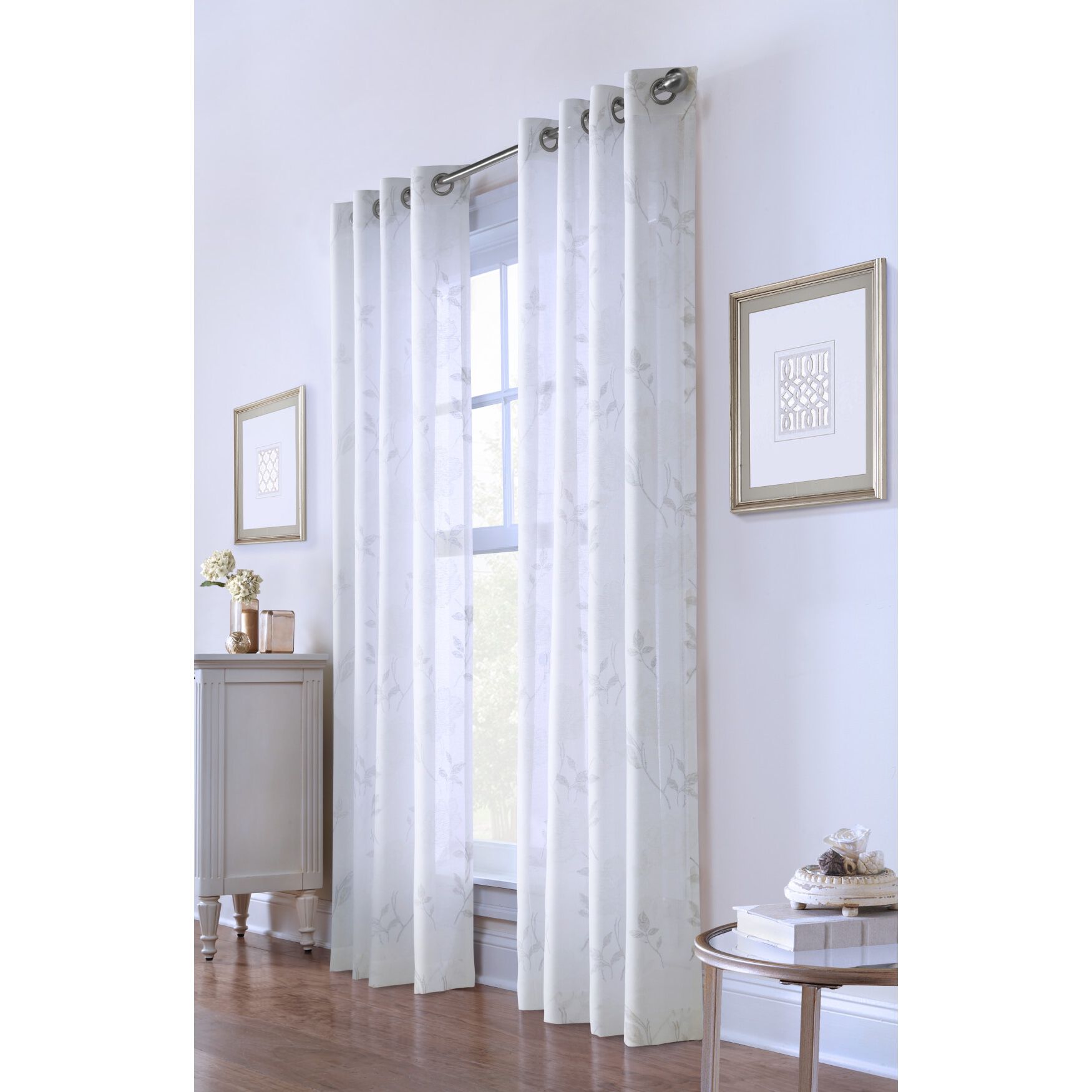 Triston Light Filtering Grommet Curtain Panel, WHITE, hi-res image number 0
