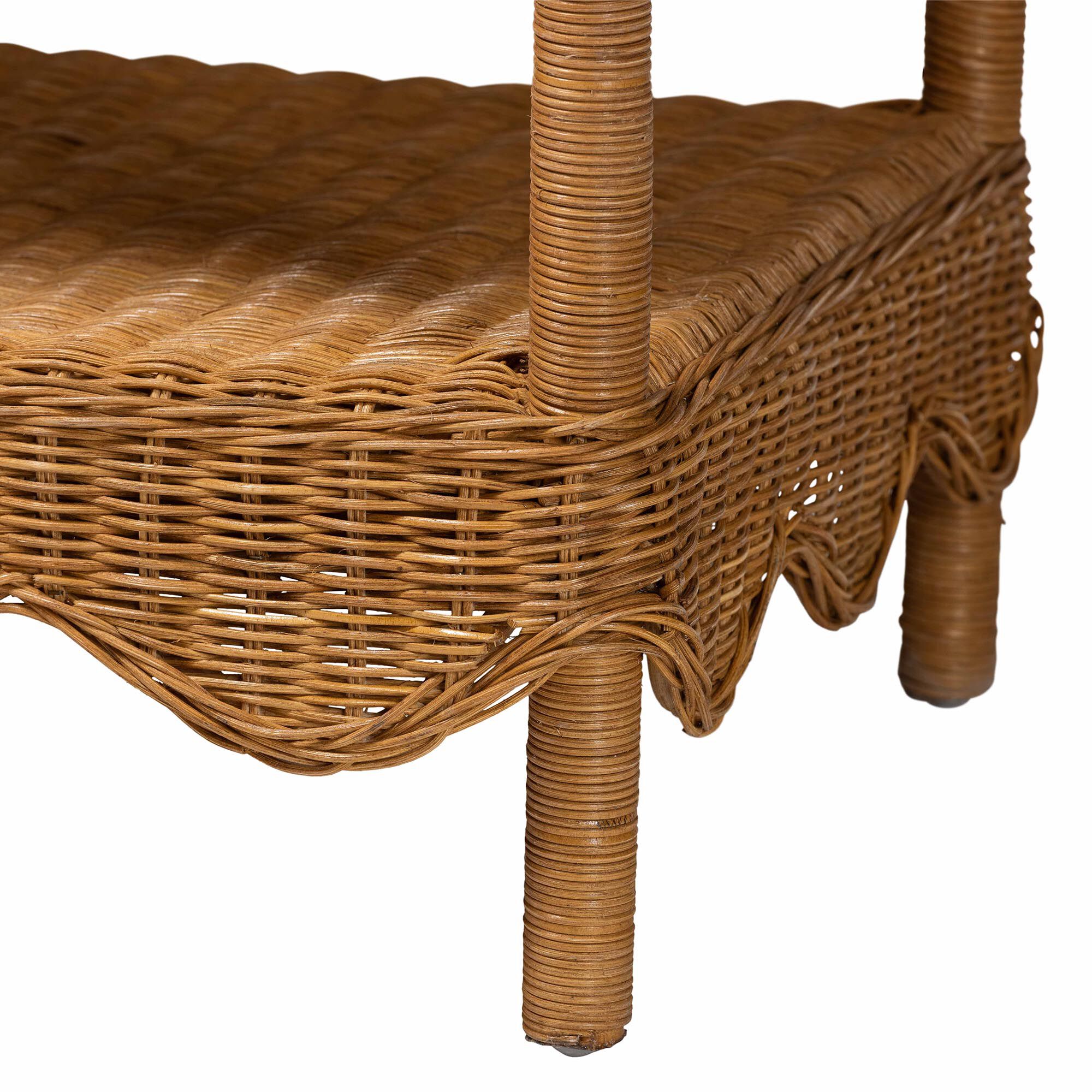 Oteria Bohemian Light Honey Scalloped Rattan Side Table, LIGHT, alternate image number 5