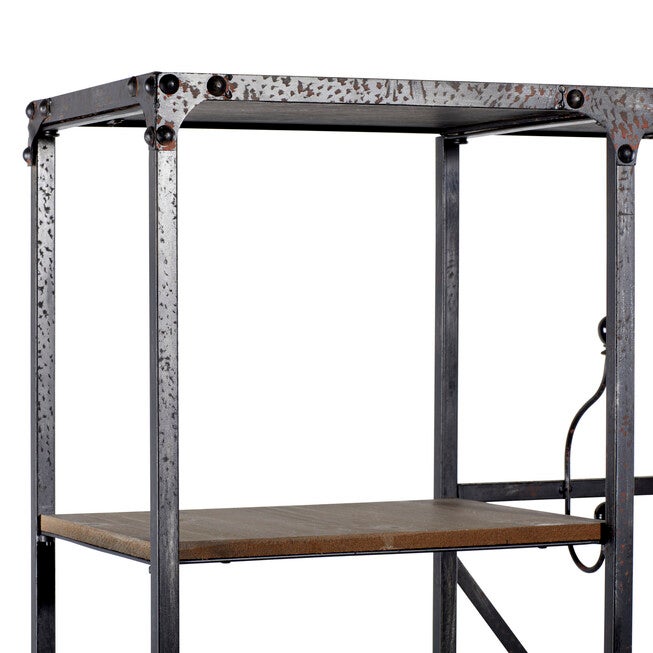 Industrial Rectangular Brown Wood and Metal Multi-Tiered Clothing Rack, 72 inchesH x 44 inchesL x 17 inchesW, , alternate image number 4