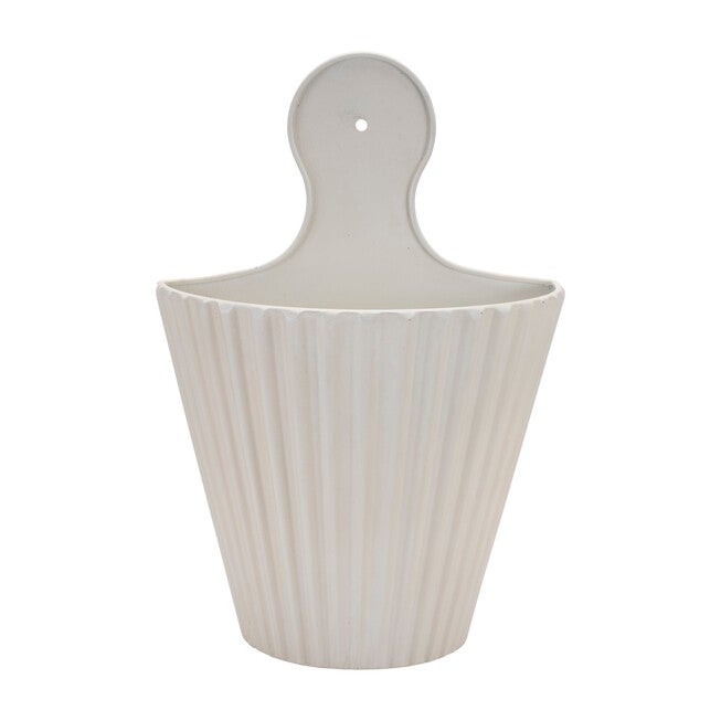 Ribbed Metal Wall Pocket (Set of 2), WHITE, alternate image number null