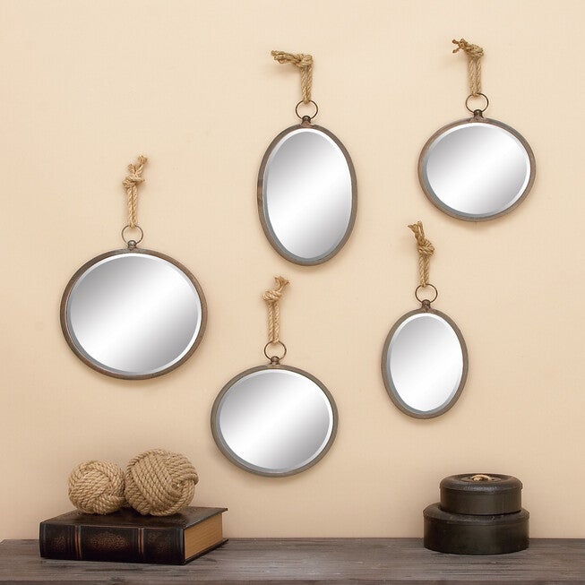 Set Of 5 Grey Metal Glam Wall Mirror, , alternate image number 7