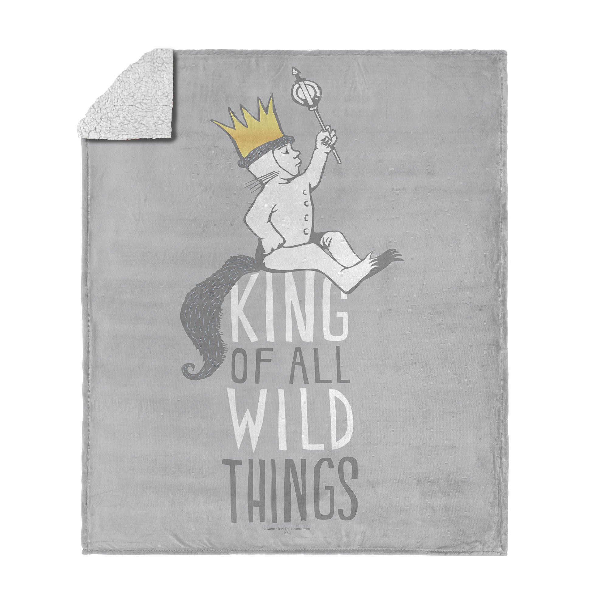 Warner Bros. Where the Wild Things Are King of All Silk Touch Sherpa Throw Blanket 50x60 Inches, GRAY, hi-res image number 0