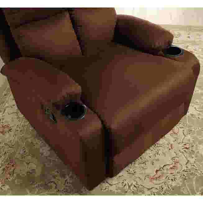 Close-up of brown leather recliner fabric