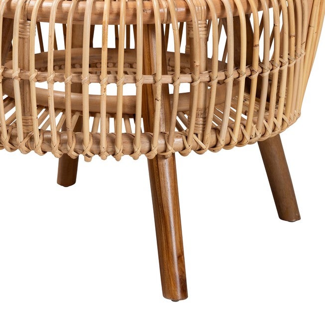 Nagoya Modern Bohemian Natural Rattan Wide Seat Lounge Chair, , alternate image number null