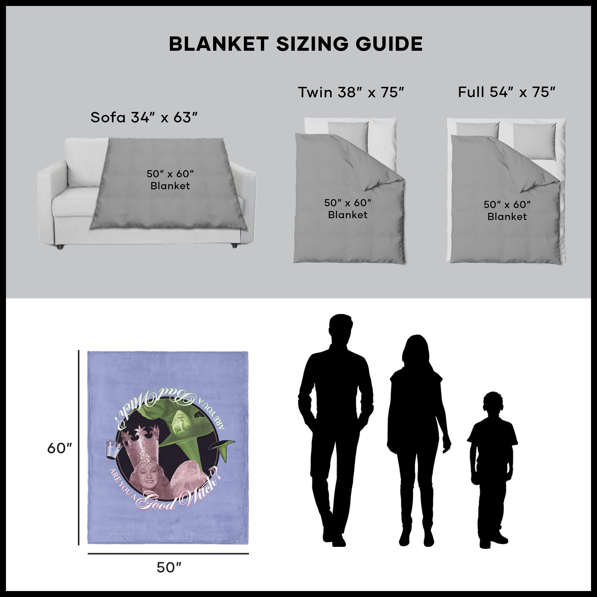 Warner Bros. The Wizard of Oz Good Witch Silk Touch Throw Blanket 50x60 Inches, WICKED THROW, alternate image number 5