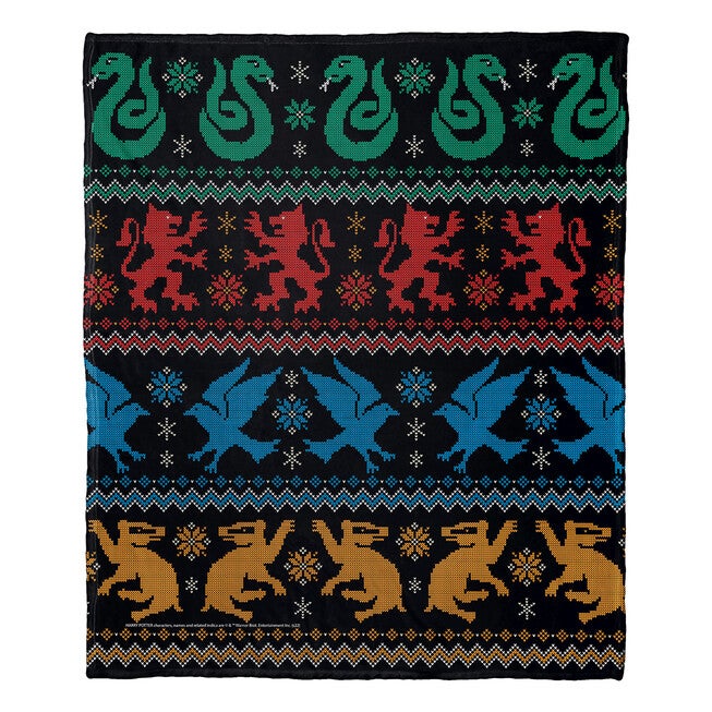 Wb Harry Potter Houses Sweater Silk Touch Throw, , on-hover image number null
