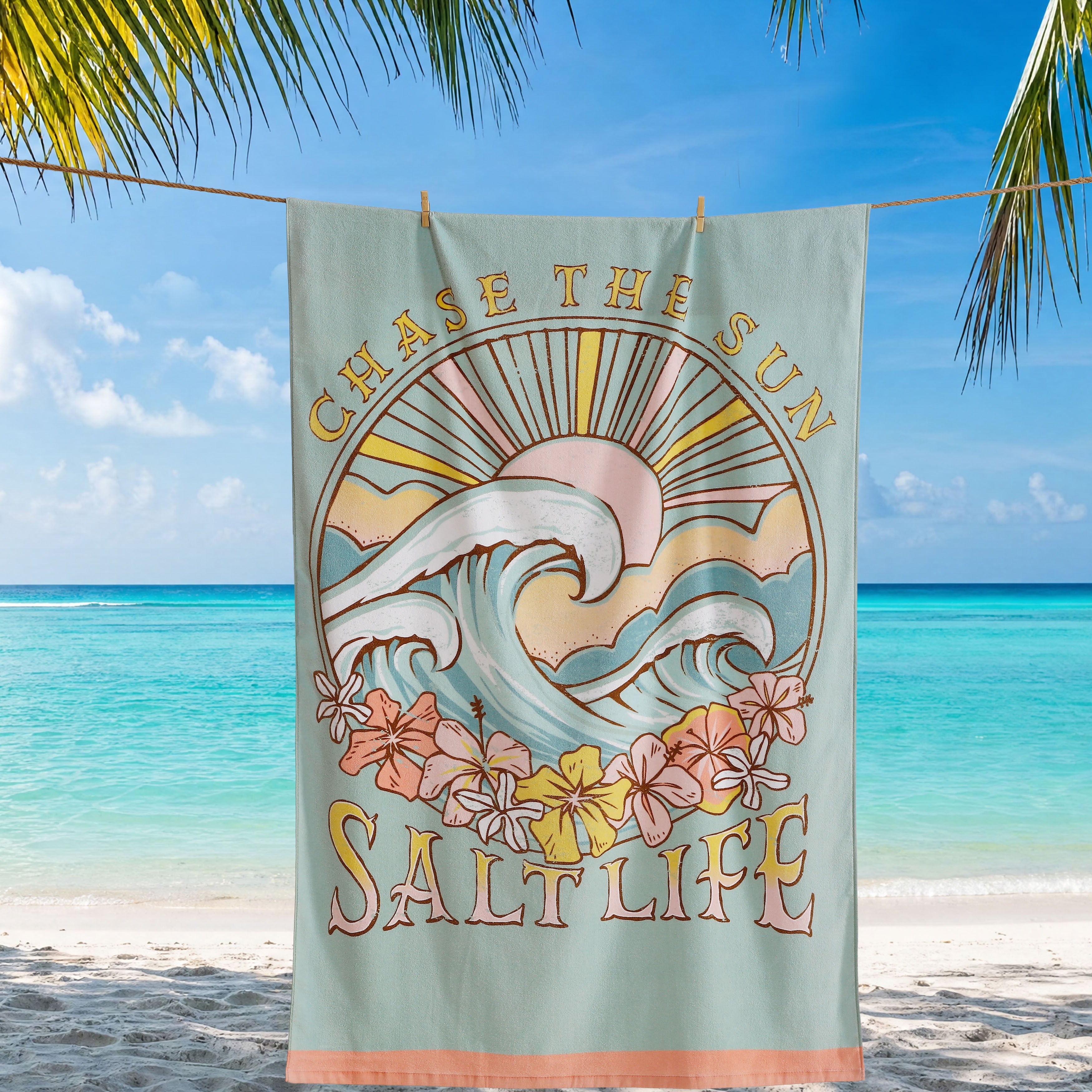 Chase The Sun Beach Towel, SAGE, alternate image number 1