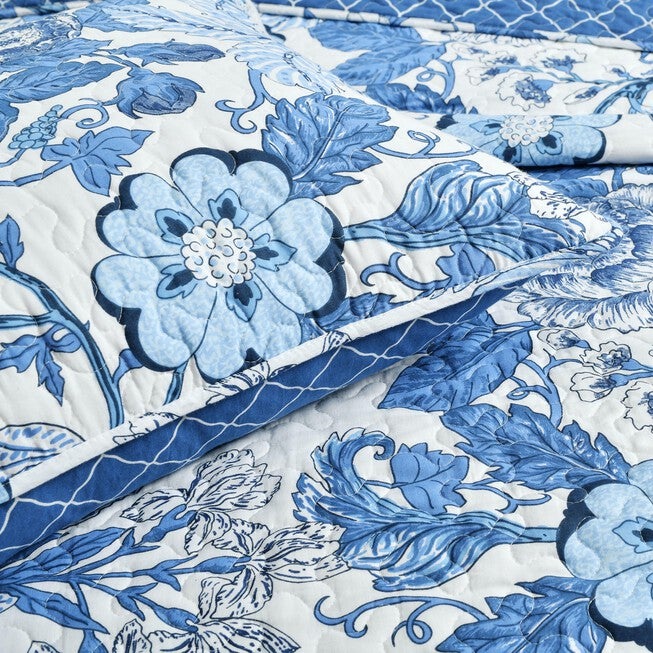 Lush Décor Sydney Quilt Black/Blue 3Pc Set, , alternate image number null