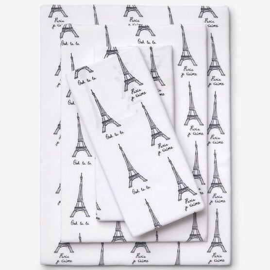 Printed Microfiber Sheet Set, PARIS, hi-res image number null