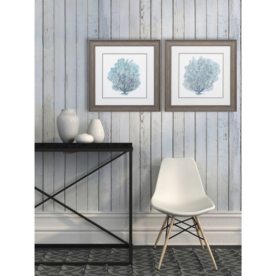 Teal Coral On White Framed Wall Décor, Set Of 2, , on-hover image number null