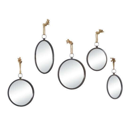 Set Of 5 Grey Metal Glam Wall Mirror, , alternate image number null