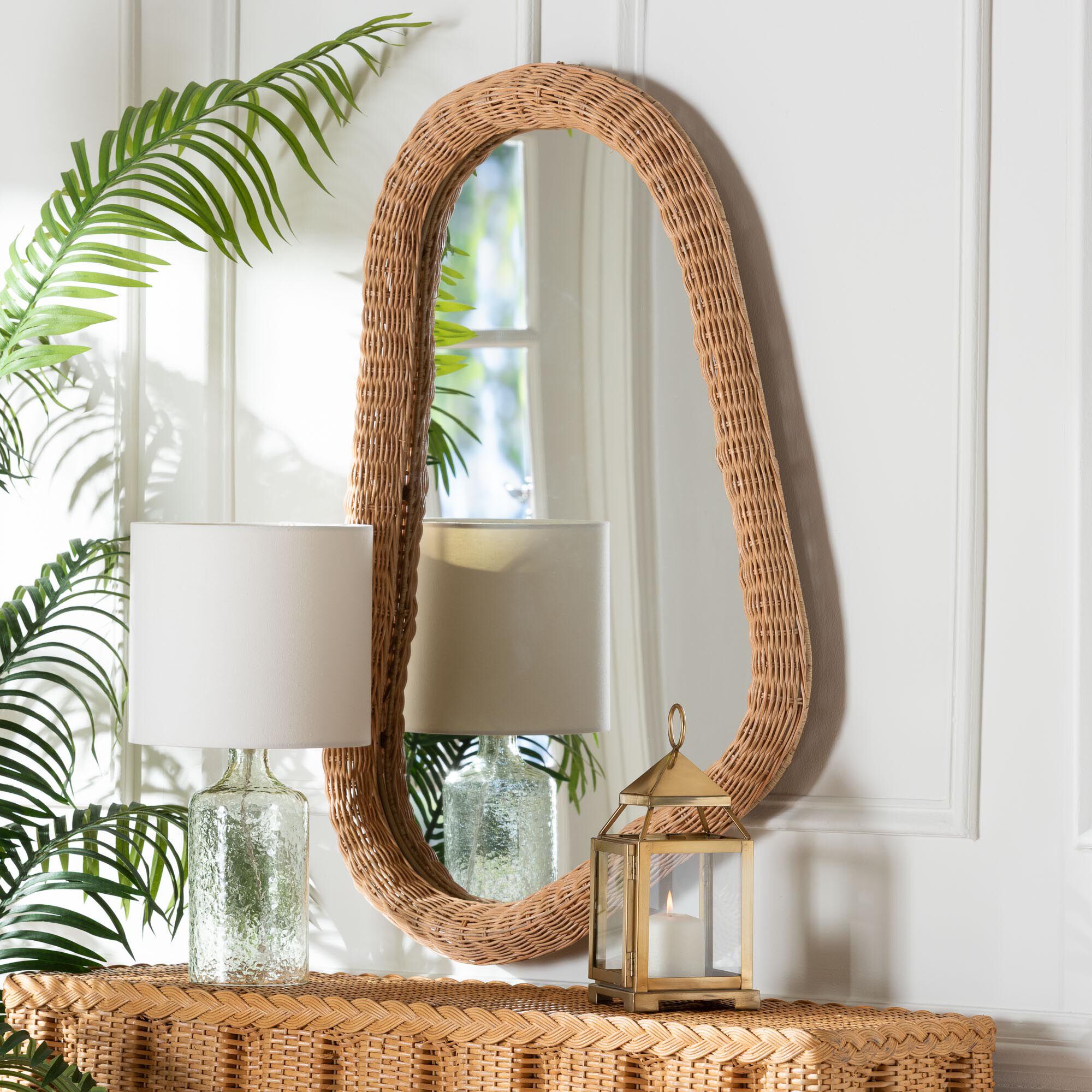 Ulrica Natural Rattan Wall Mirror, HONEY, alternate image number 3