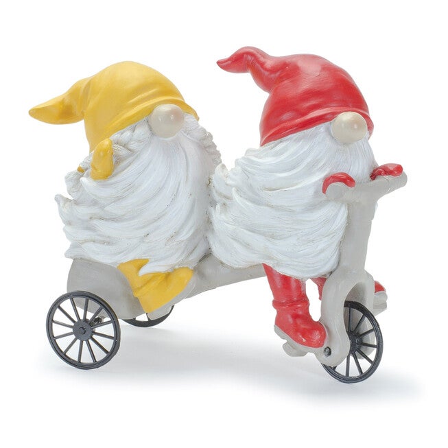 Whimsical Garden Gnome Figurine Riding A Scooter And Wheelbarrow (Set Of 2), , on-hover image number 1