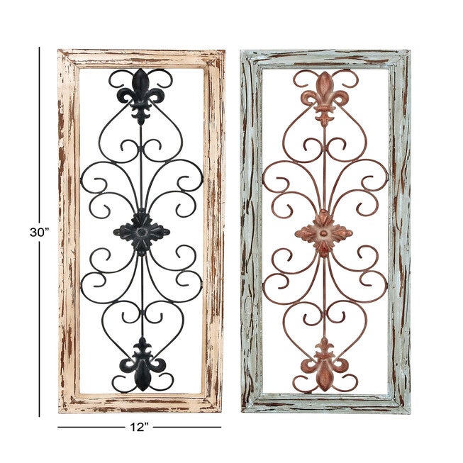 Set Of 2 Multi Colored Wood Rustic Wall Décor, , alternate image number null